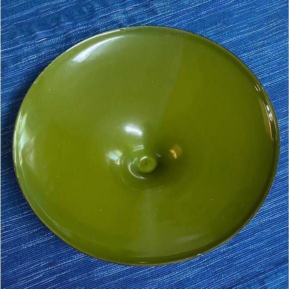 VTG Hanova of Pasadena MCM Aqua Olive Green Lava Enamel Lidded Brutalist Bowl - Picture 6 of 6
